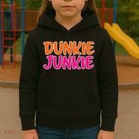 Dunkie Junkie Donut And Coffee Lover Kids Hoodie thumb 3