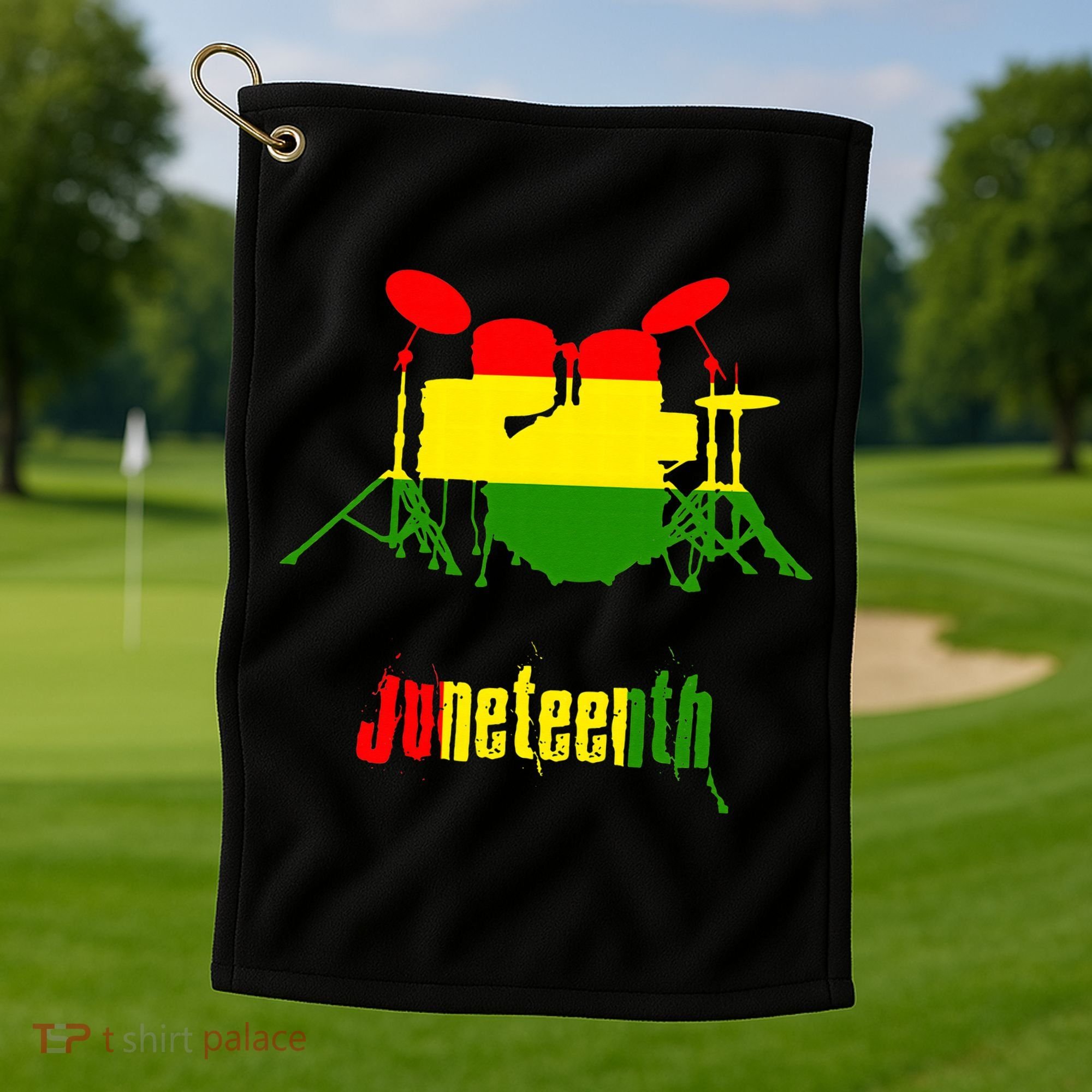 Drummer Juneteenth Day Black Pride History Love Music Drum Golf Towel
