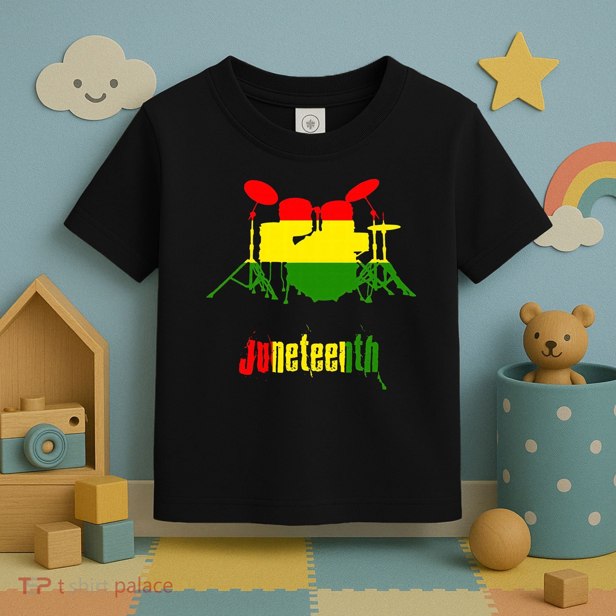 Drummer Juneteenth Day Black Pride History Love Music Drum Toddler T-Shirt