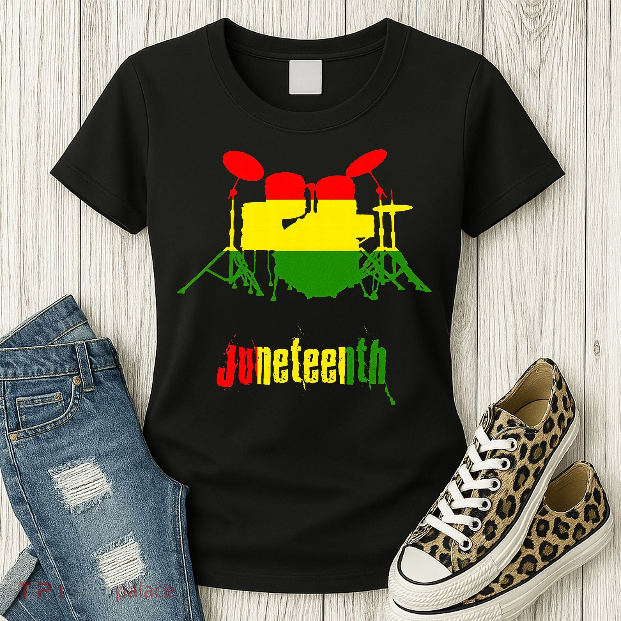 Drummer Juneteenth Day Black Pride History Love Music Drum Women's T-Shirt