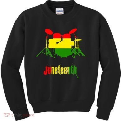 Drummer Juneteenth Day Black Pride History Love Music Drum Kids Sweatshirt