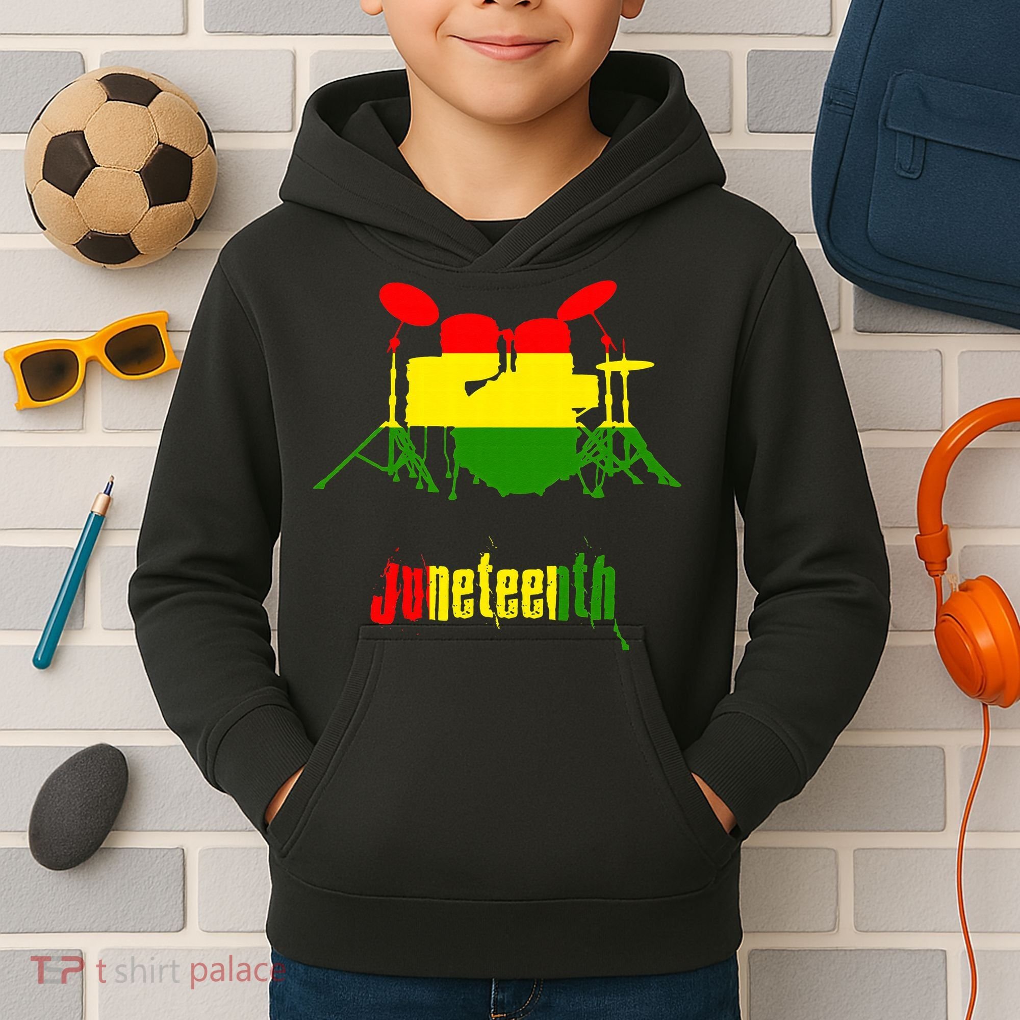 Drummer Juneteenth Day Black Pride History Love Music Drum Kids Hoodie