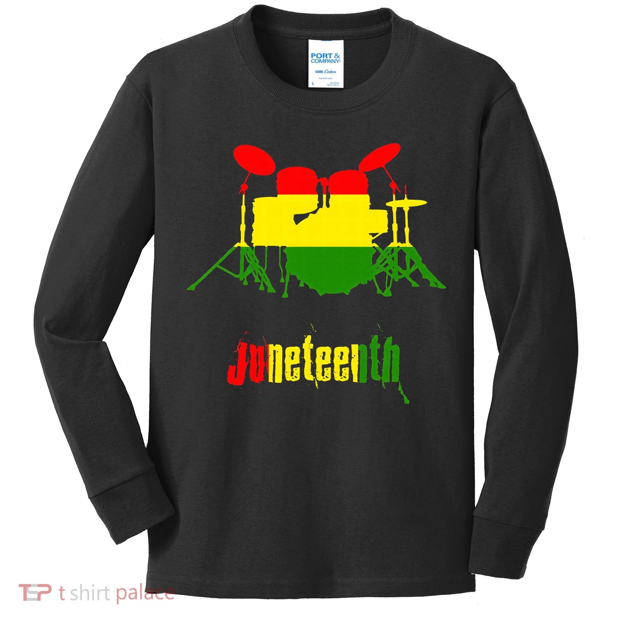 Drummer Juneteenth Day Black Pride History Love Music Drum Kids Long Sleeve Shirt
