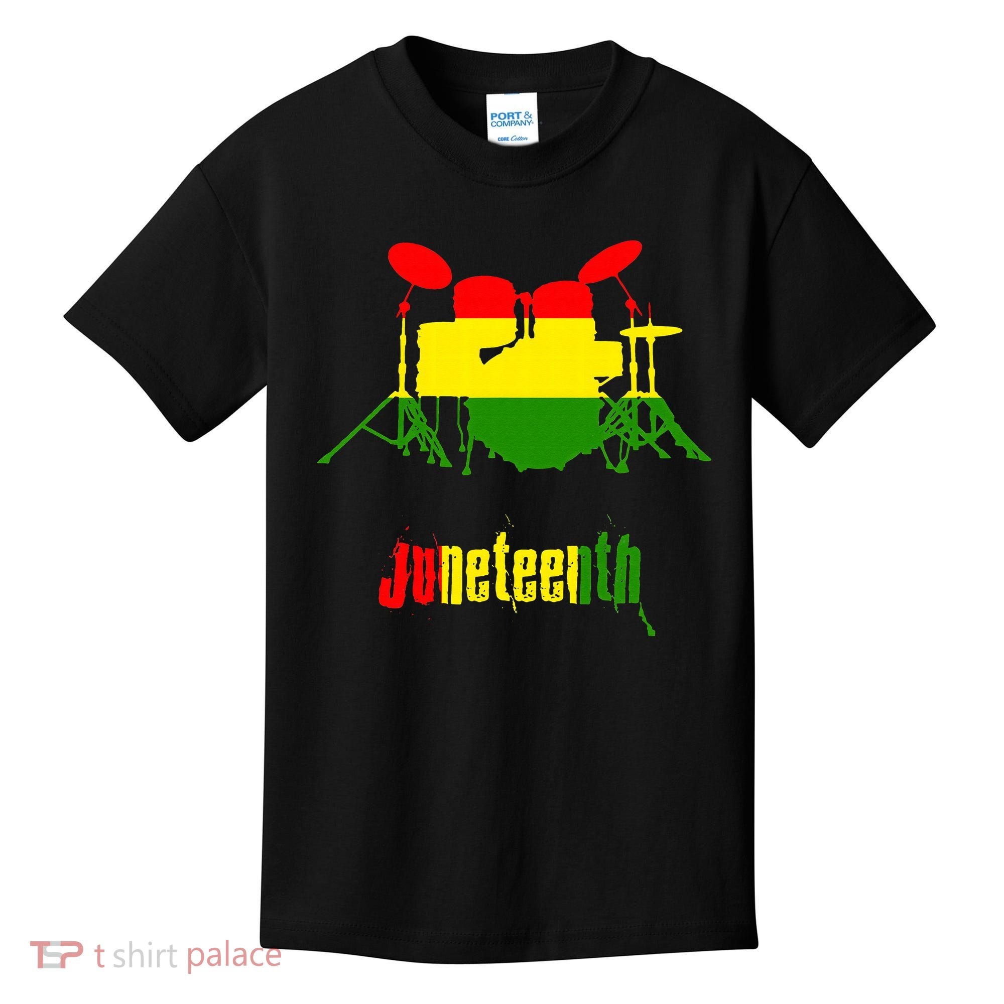 Drummer Juneteenth Day Black Pride History Love Music Drum Kids T-Shirt