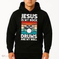 Drummer Jesus Drumming Drums Percussion Faith Christian Hoodie thumb 2