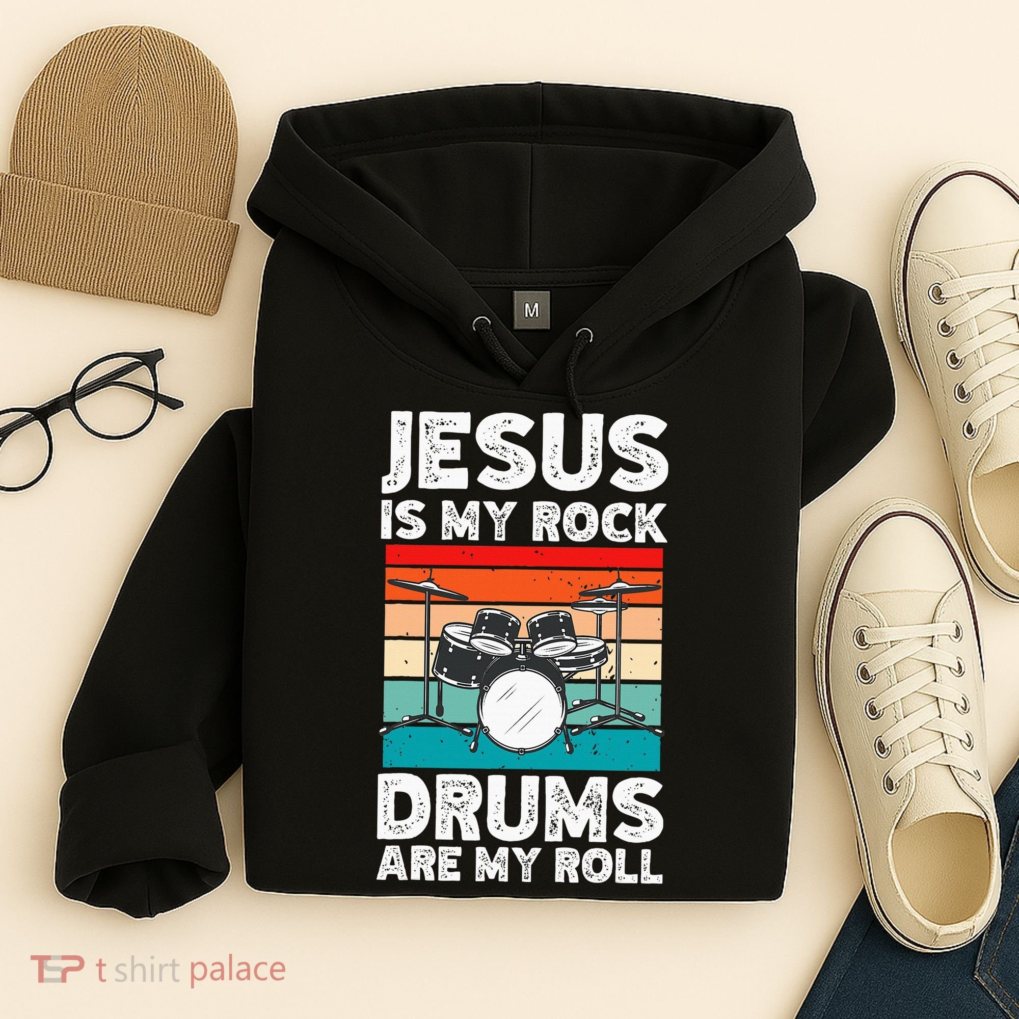 Drummer Jesus Drumming Drums Percussion Faith Christian Hoodie