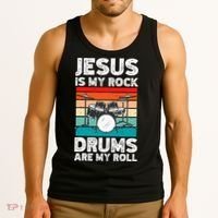 Drummer Jesus Drumming Drums Percussion Faith Christian Tank Top thumb 3