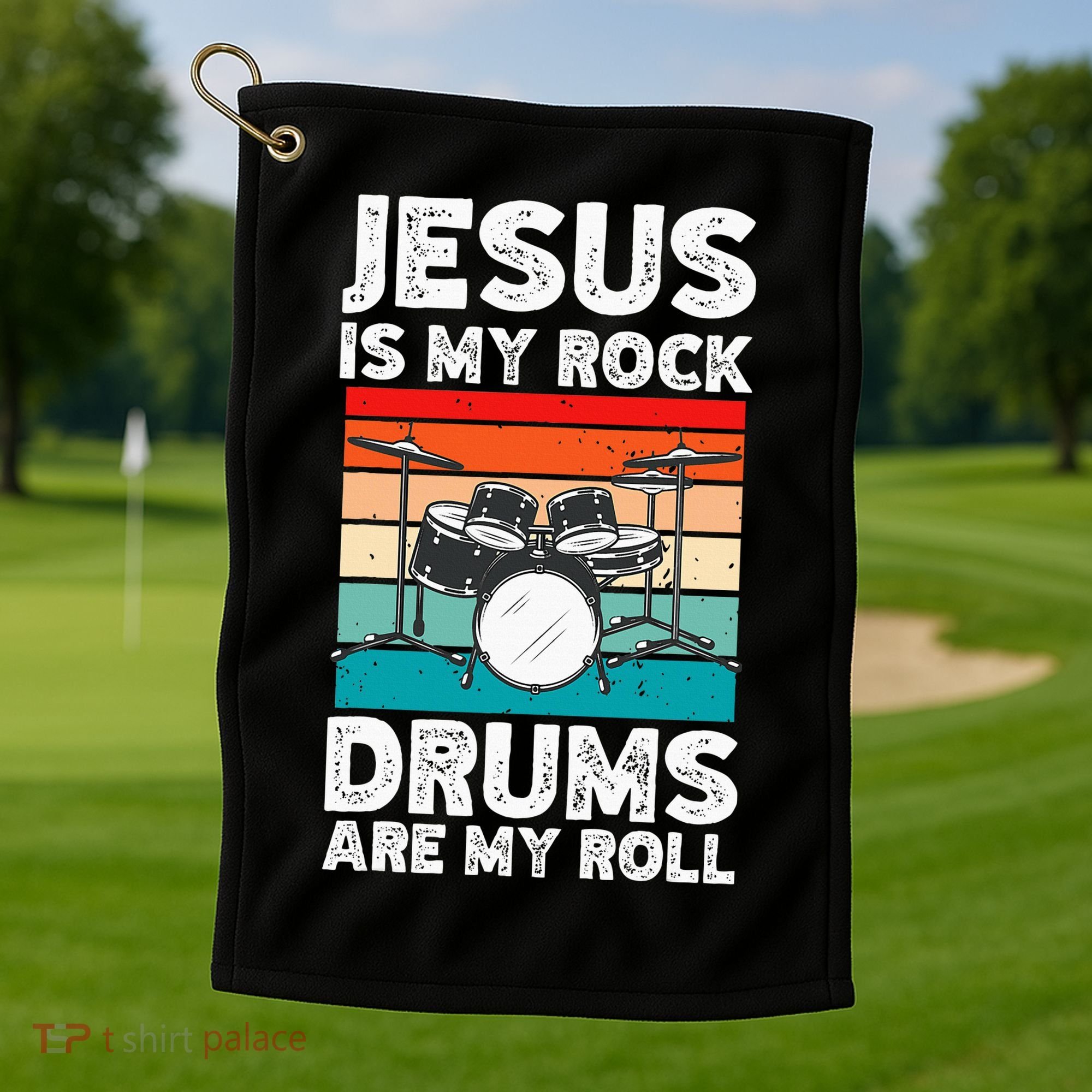 Drummer Jesus Drumming Drums Percussion Faith Christian Golf Towel