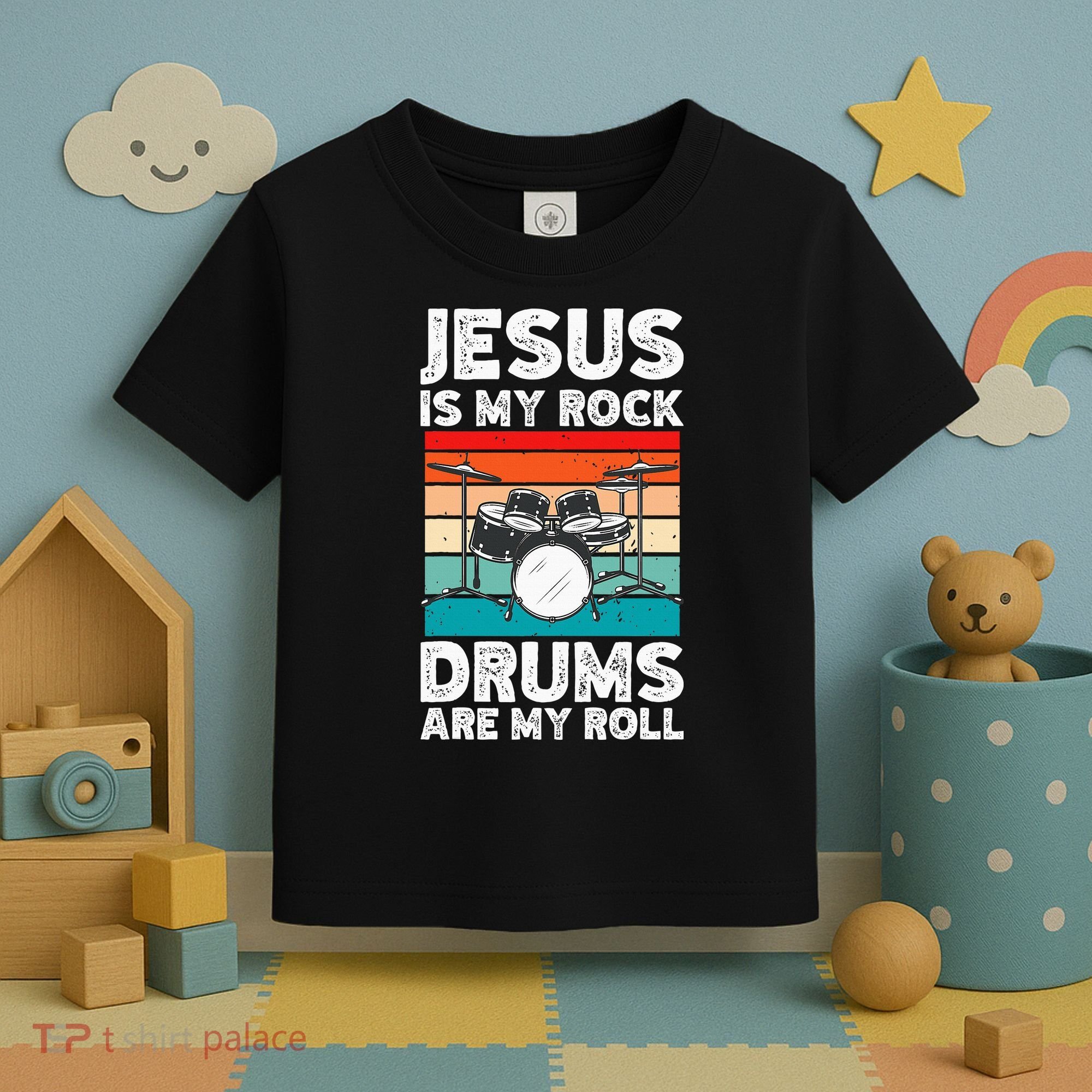 Drummer Jesus Drumming Drums Percussion Faith Christian Toddler T-Shirt
