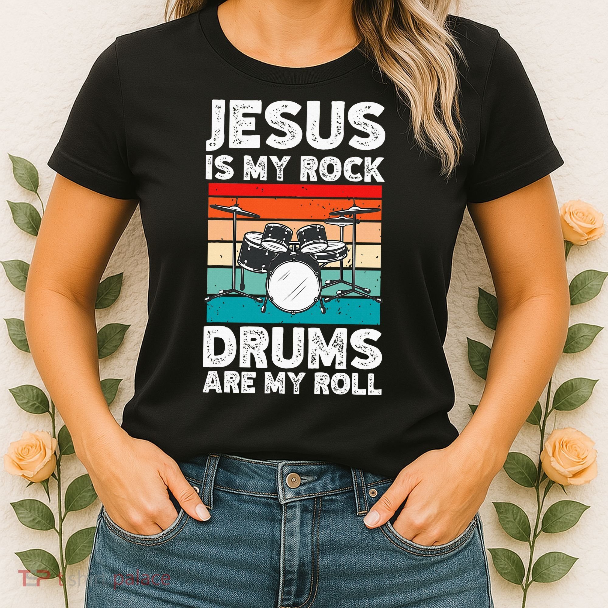 Drummer Jesus Drumming Drums Percussion Faith Christian Women's T-Shirt
