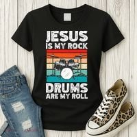 Drummer Jesus Drumming Drums Percussion Faith Christian Women's T-Shirt thumb 3
