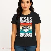 Drummer Jesus Drumming Drums Percussion Faith Christian Women's T-Shirt thumb 4