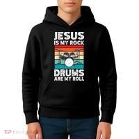 Drummer Jesus Drumming Drums Percussion Faith Christian Kids Hoodie thumb 4