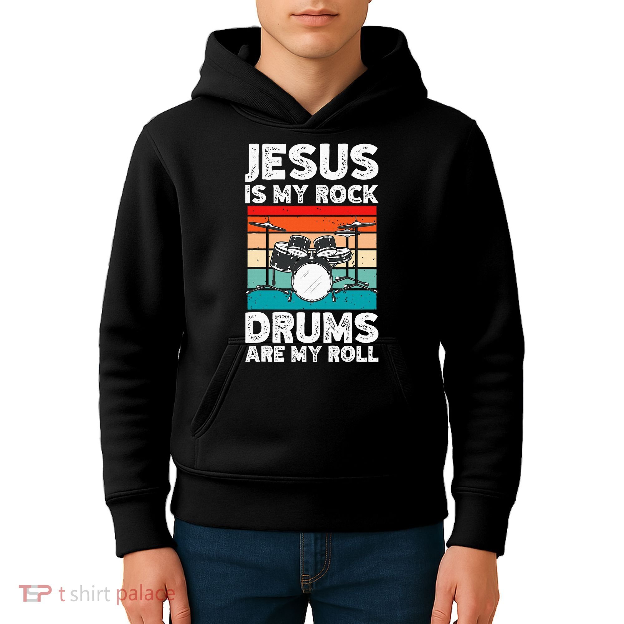 Drummer Jesus Drumming Drums Percussion Faith Christian Kids Hoodie