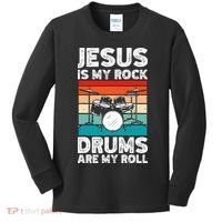 Drummer Jesus Drumming Drums Percussion Faith Christian Kids Long Sleeve Shirt thumb 0
