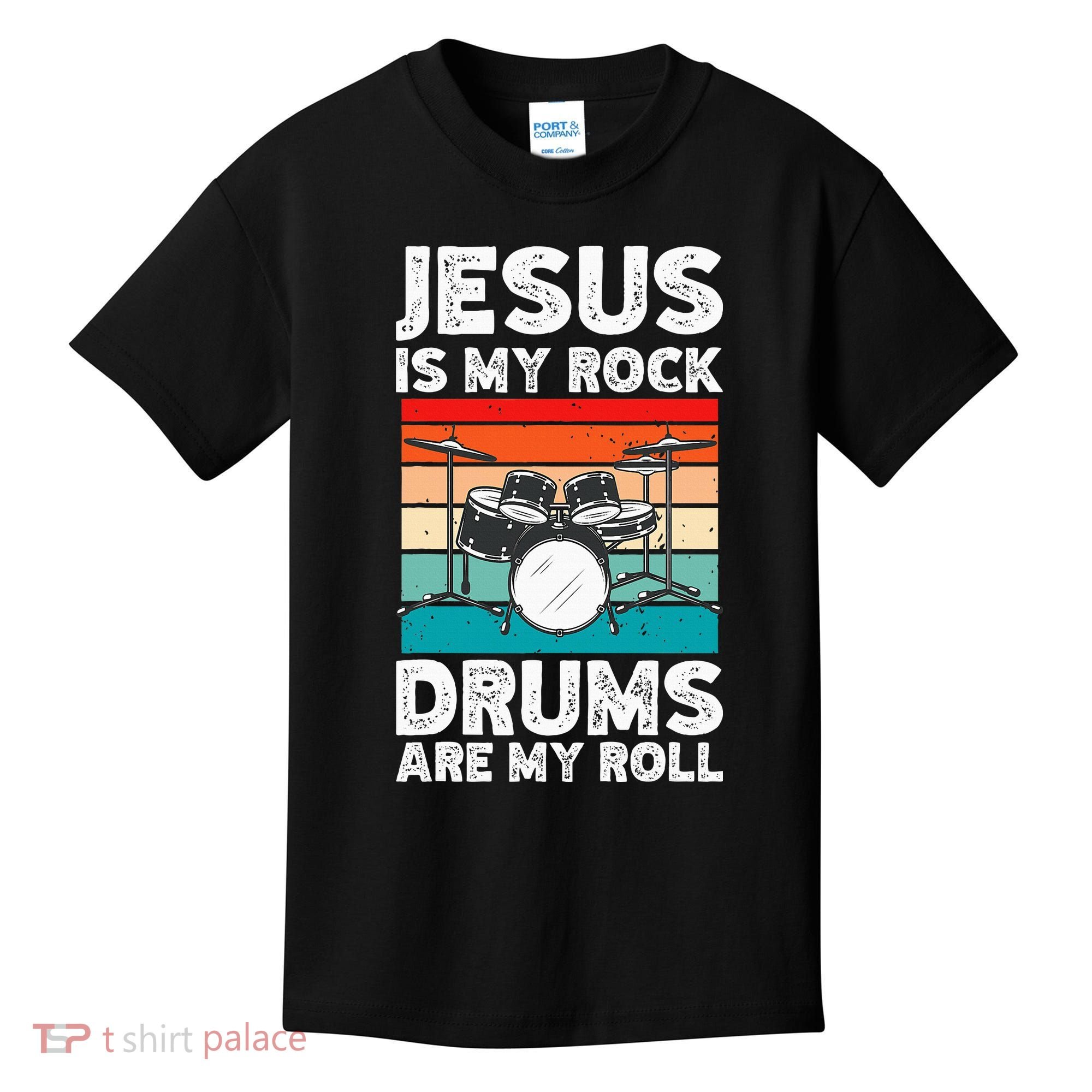 Drummer Jesus Drumming Drums Percussion Faith Christian Kids T-Shirt