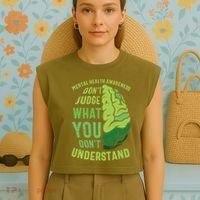 Dont Judge Mental Health Awareness Garment-Dyed Women's Muscle Tee thumb 4