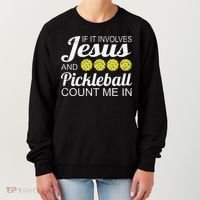 Distressed Jesus Pickleball Player Worship Church Graphic Women's Sweatshirt thumb 0