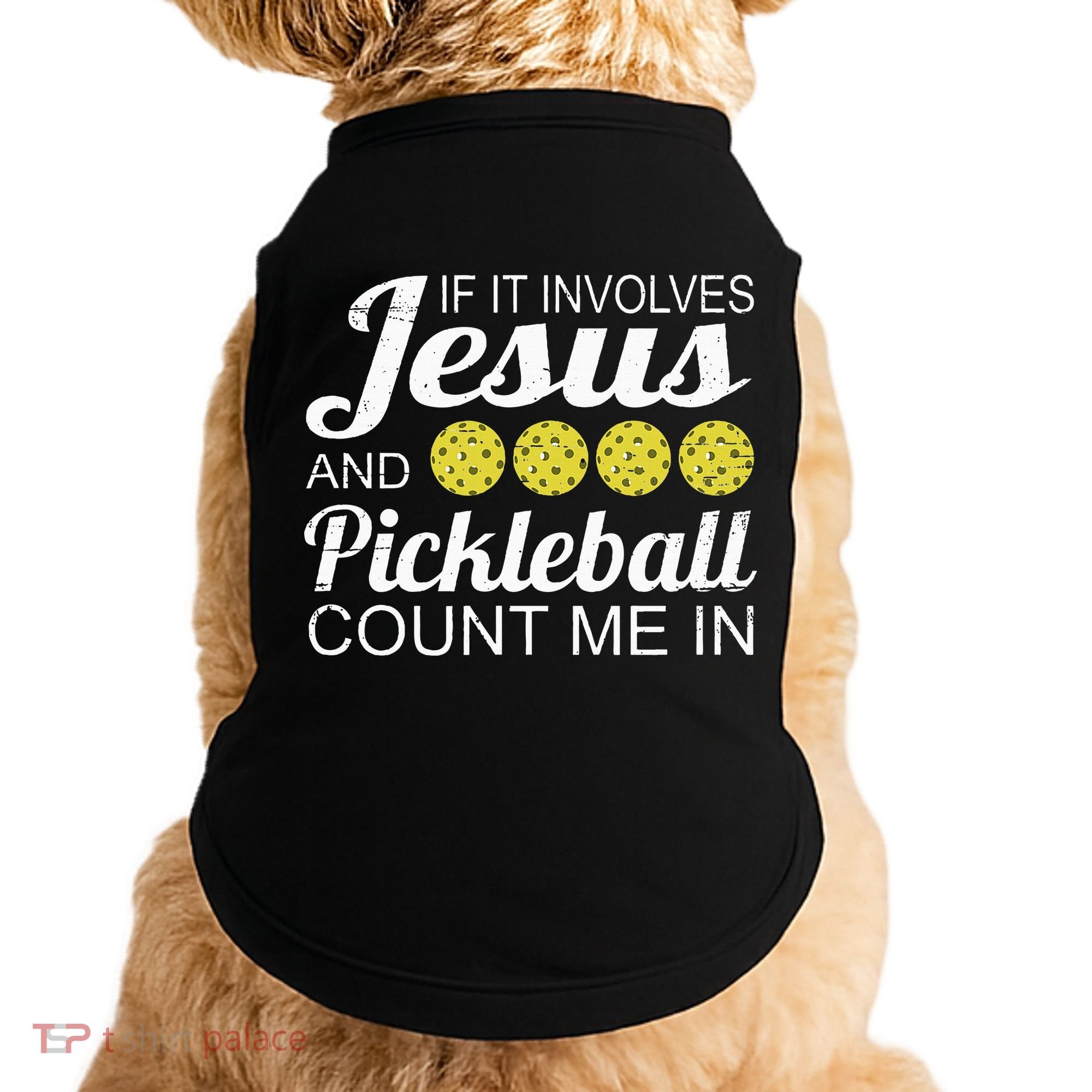 Distressed Jesus Pickleball Player Worship Church Graphic Doggie Tank