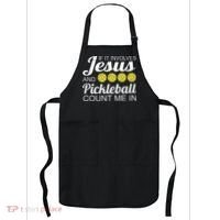 Distressed Jesus Pickleball Player Worship Church Graphic Apron thumb 0