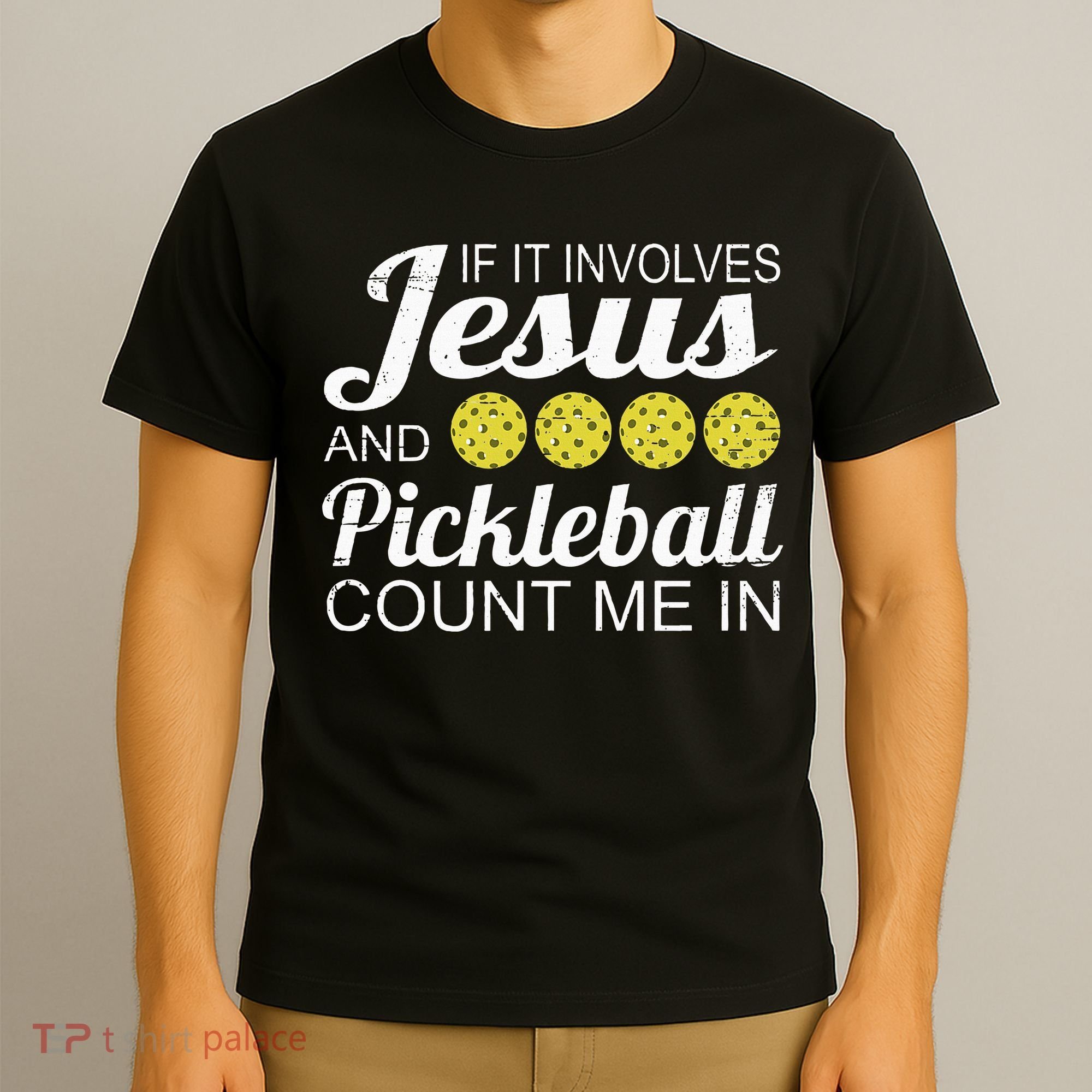 Distressed Jesus Pickleball Player Worship Church Graphic T-Shirt