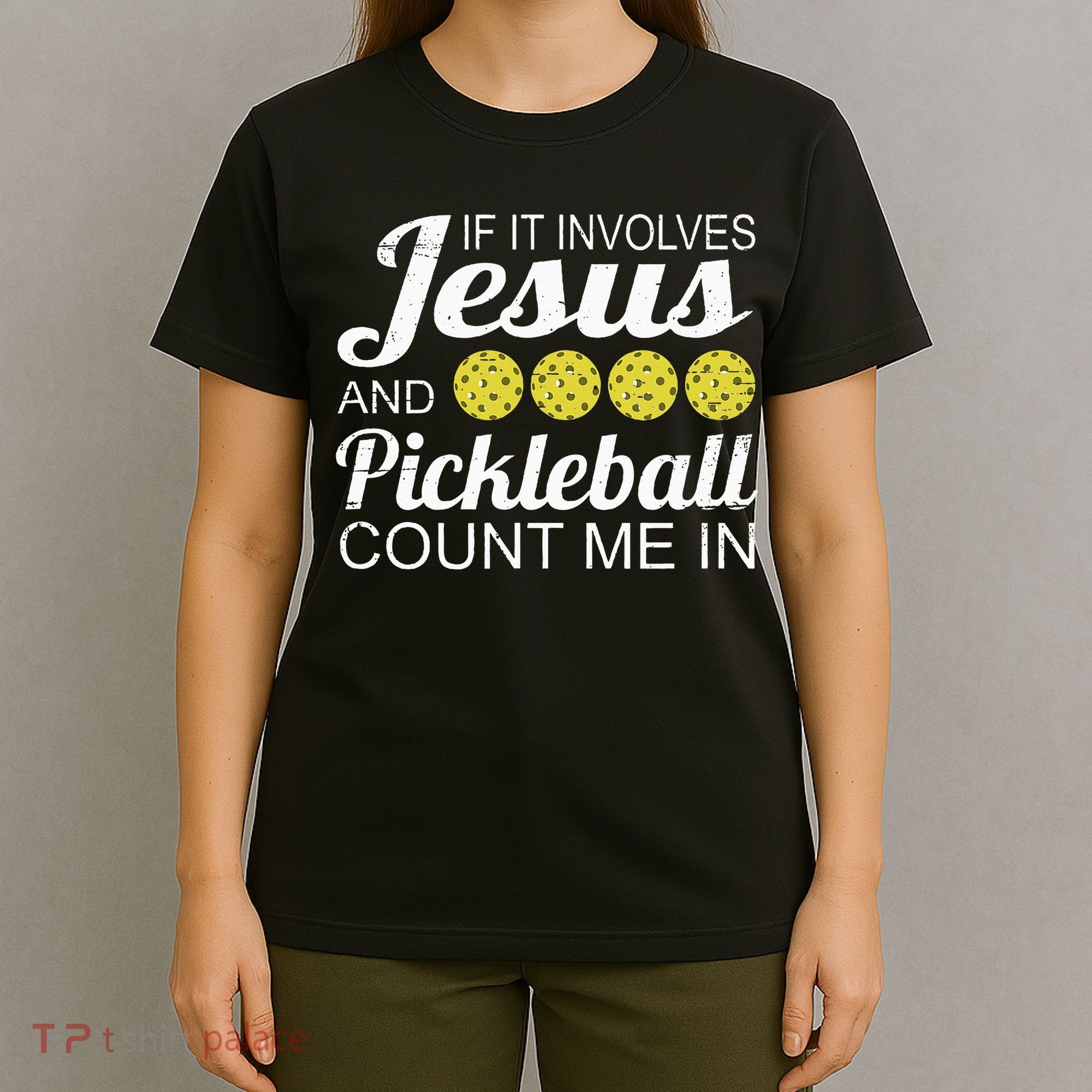 Distressed Jesus Pickleball Player Worship Church Graphic T-Shirt