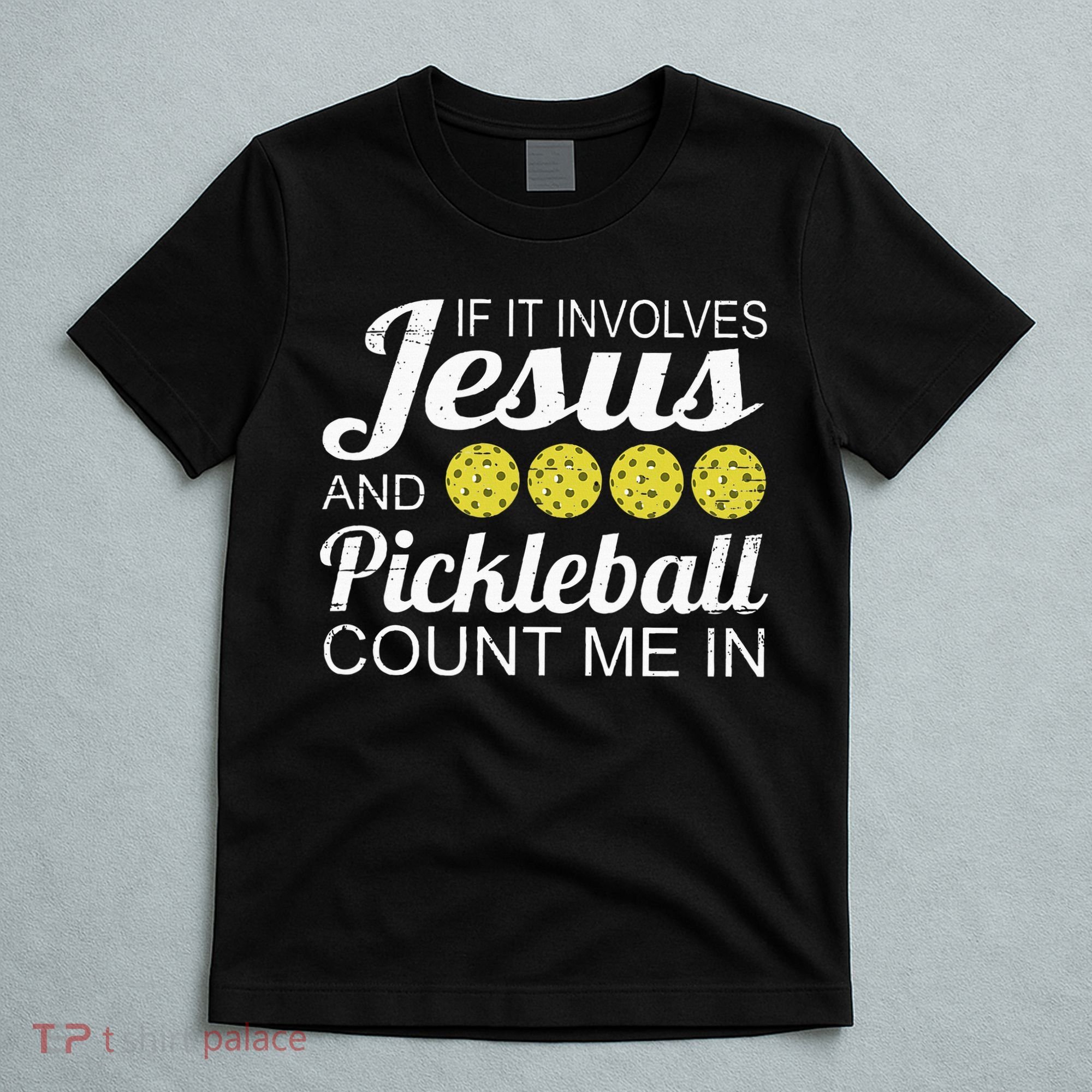 Distressed Jesus Pickleball Player Worship Church Graphic T-Shirt