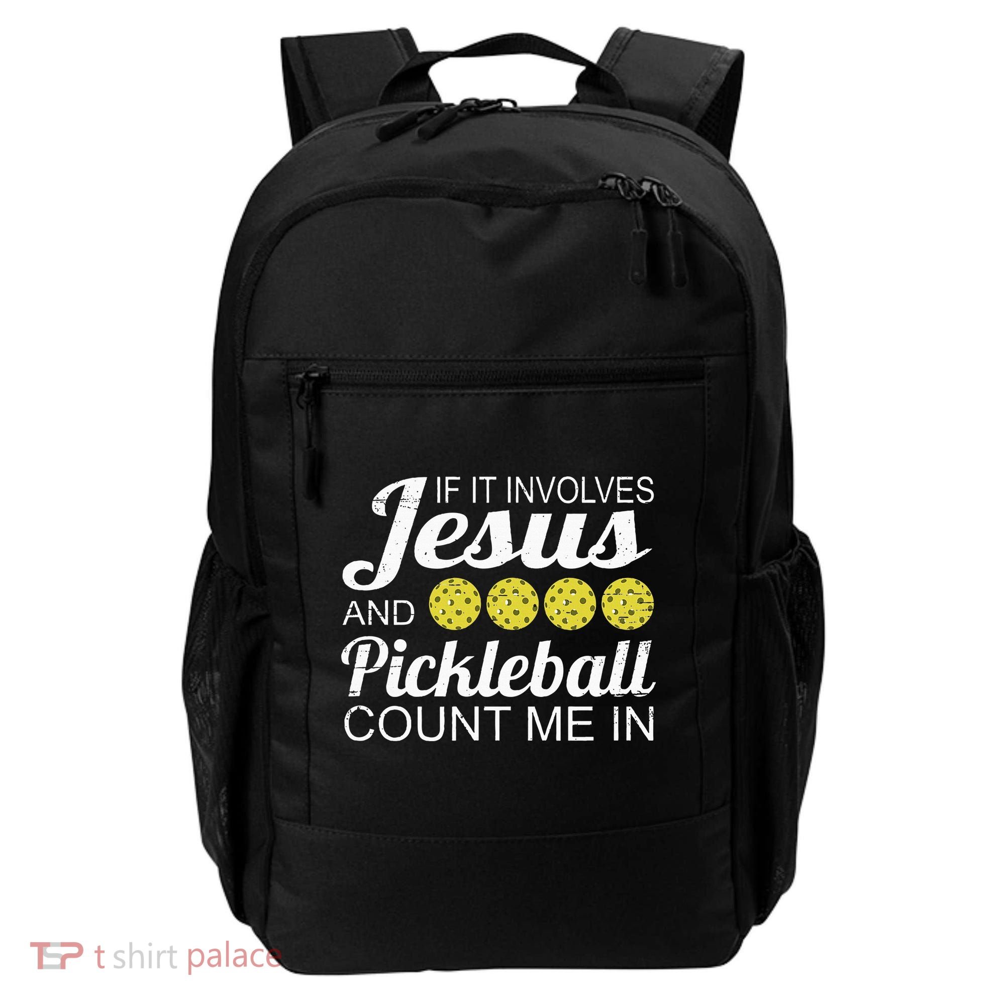Distressed Jesus Pickleball Player Worship Church Graphic Backpack