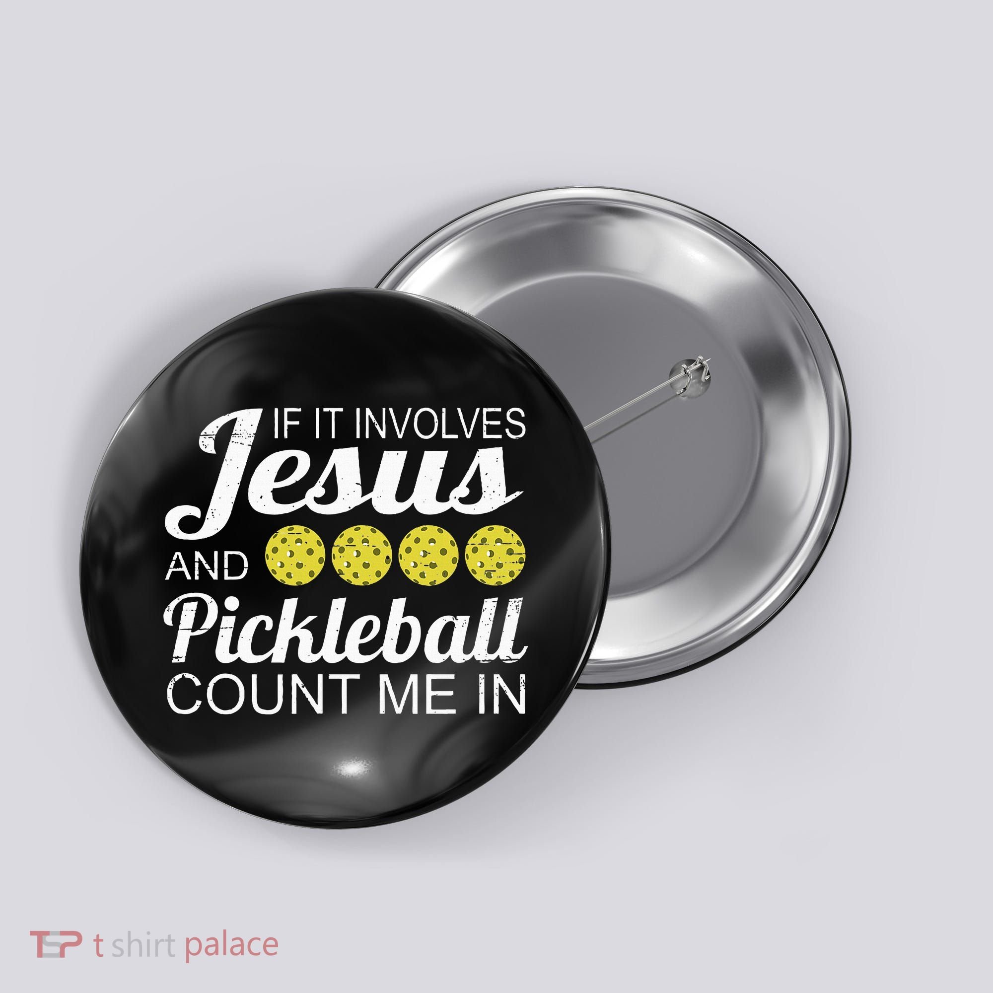 Distressed Jesus Pickleball Player Worship Church Graphic Button