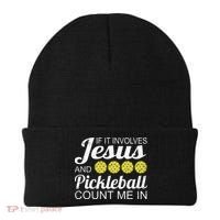 Distressed Jesus Pickleball Player Worship Church Graphic Beanie thumb 0