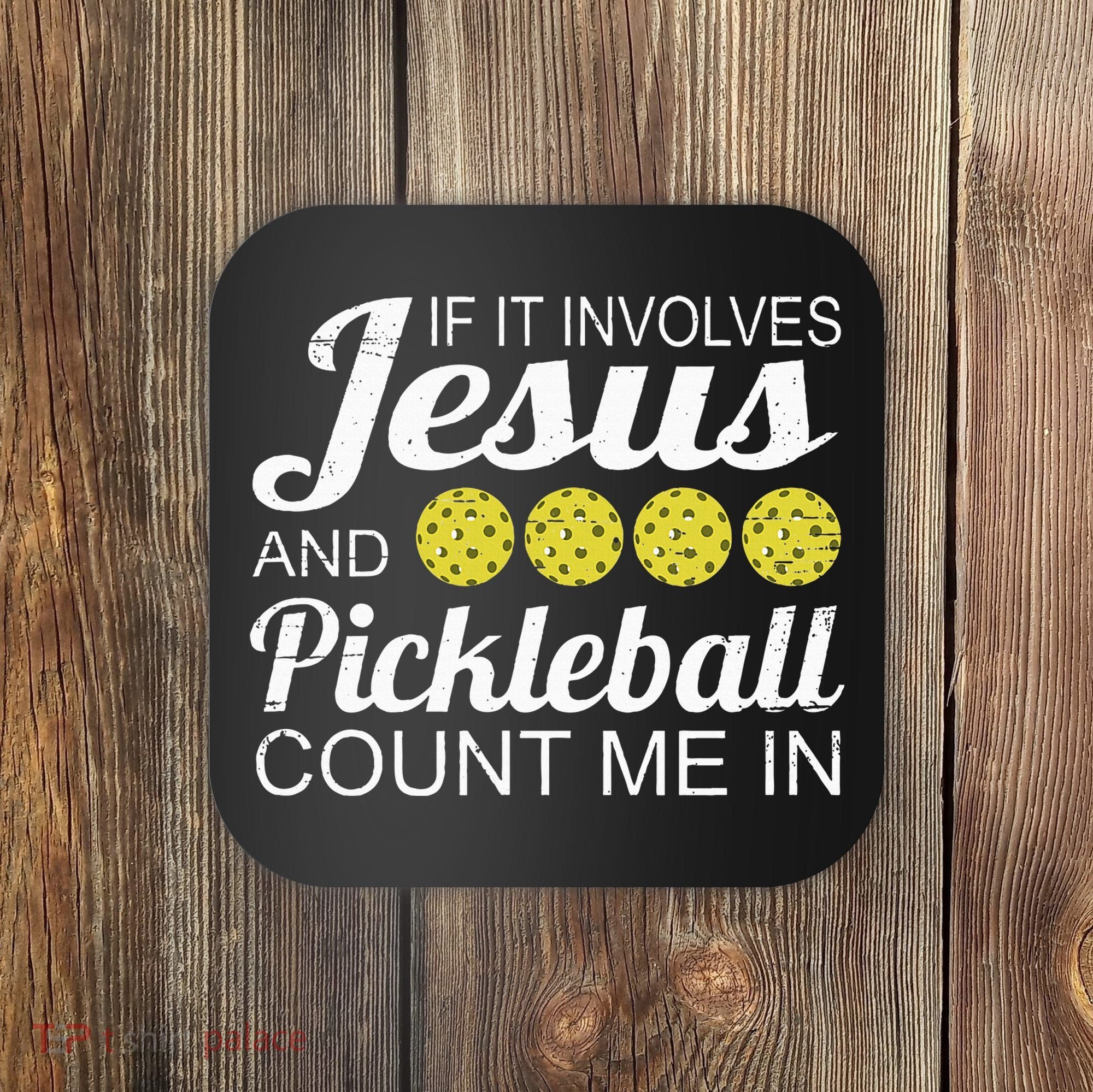 Distressed Jesus Pickleball Player Worship Church Graphic Coaster