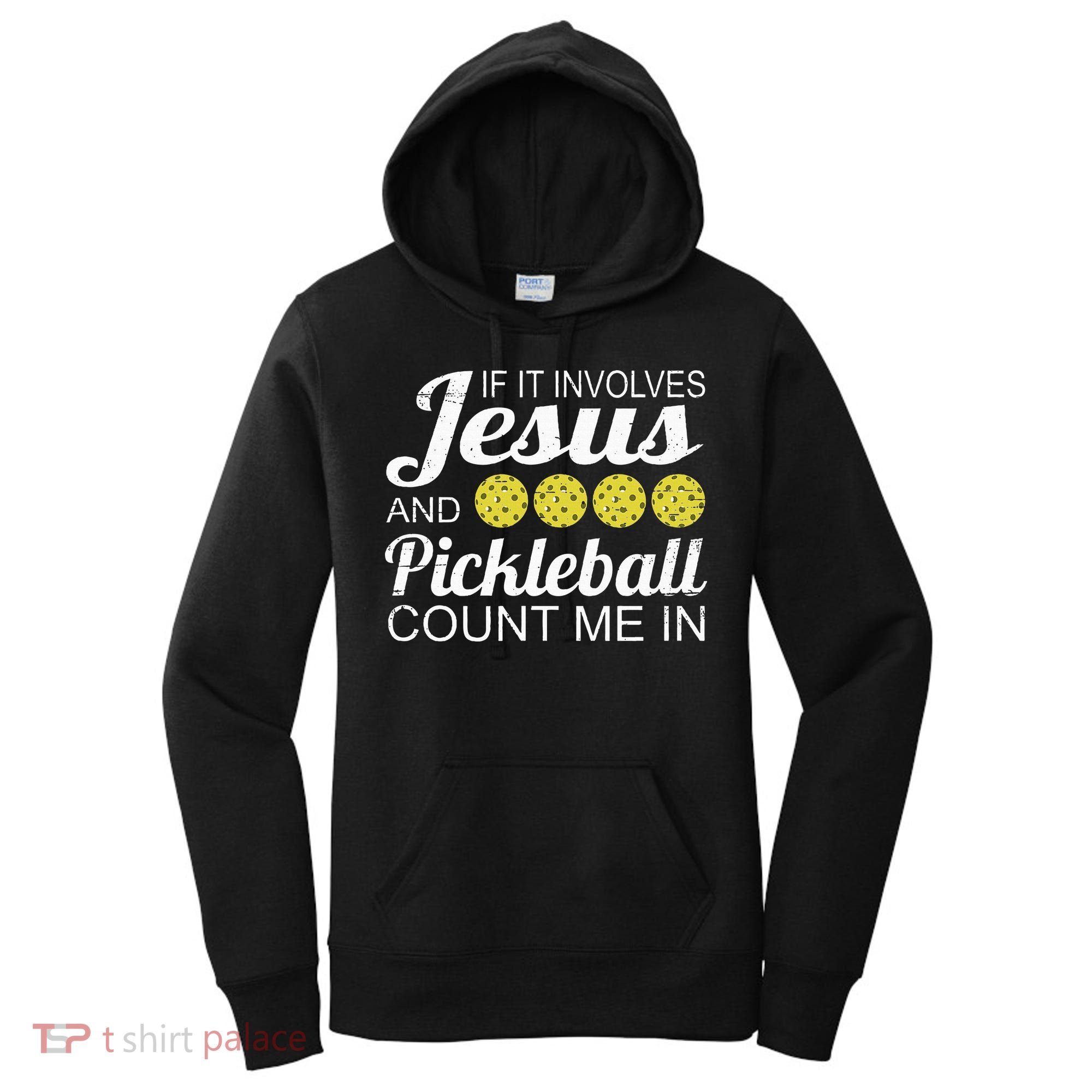 Distressed Jesus Pickleball Player Worship Church Graphic Women's Hoodie