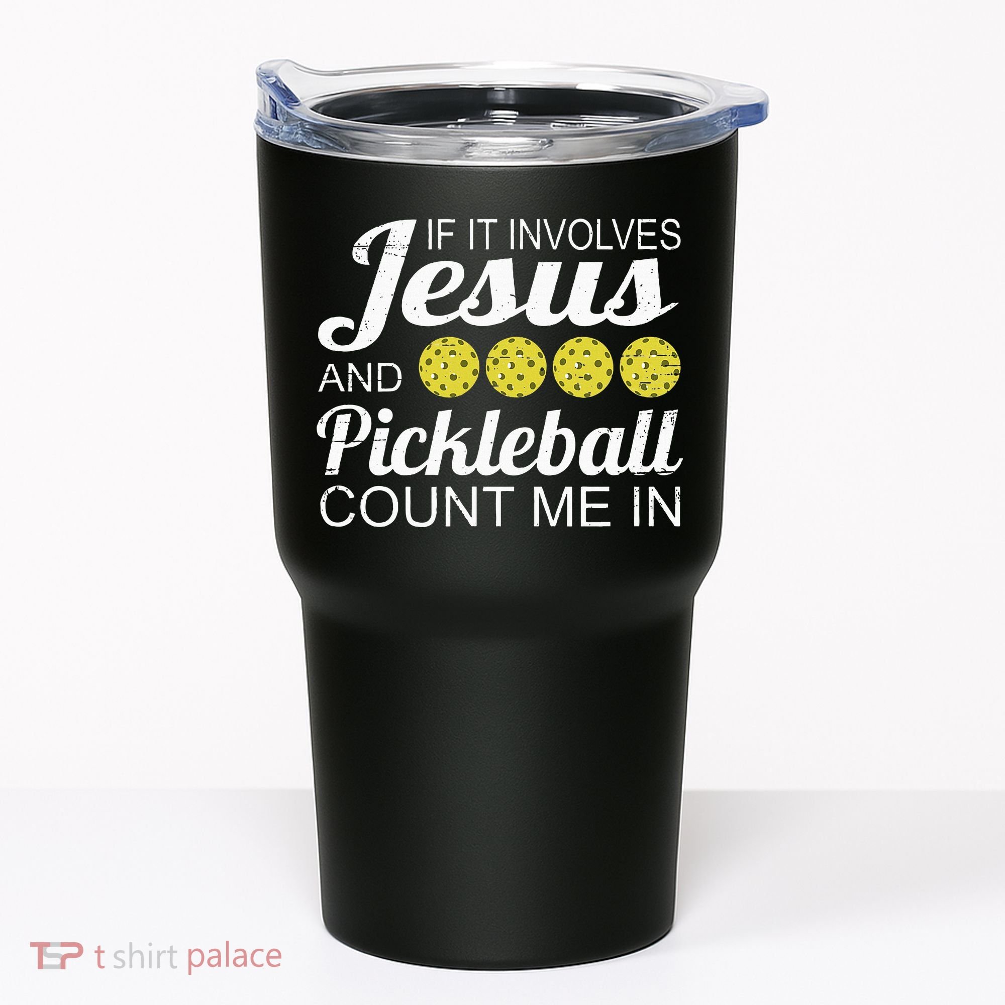 Distressed Jesus Pickleball Player Worship Church Graphic Tumbler