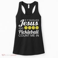 Distressed Jesus Pickleball Player Worship Church Graphic Women's Tank Top thumb 0