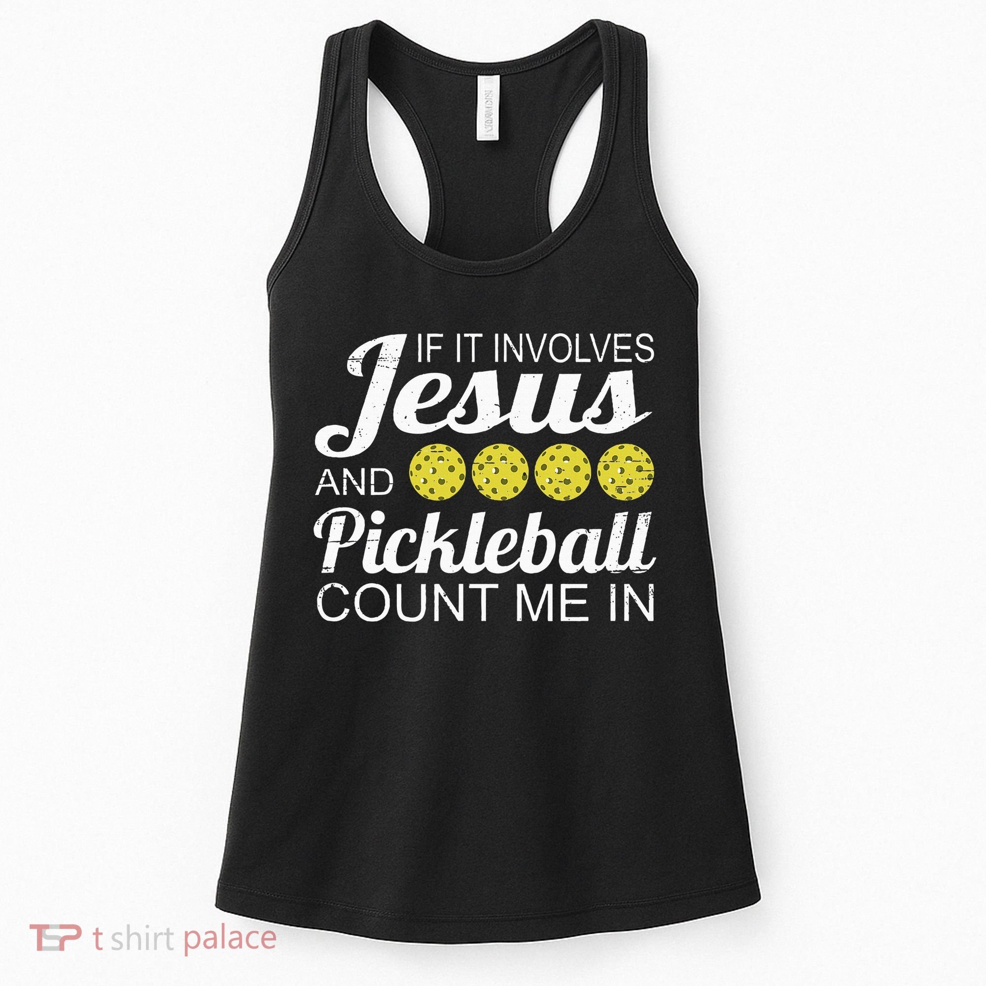 Distressed Jesus Pickleball Player Worship Church Graphic Women's Tank Top