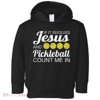 Distressed Jesus Pickleball Player Worship Church Graphic Toddler Hoodie thumb 0