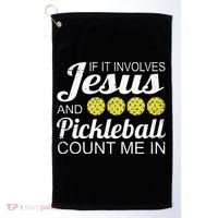 Distressed Jesus Pickleball Player Worship Church Graphic Golf Towel thumb 0