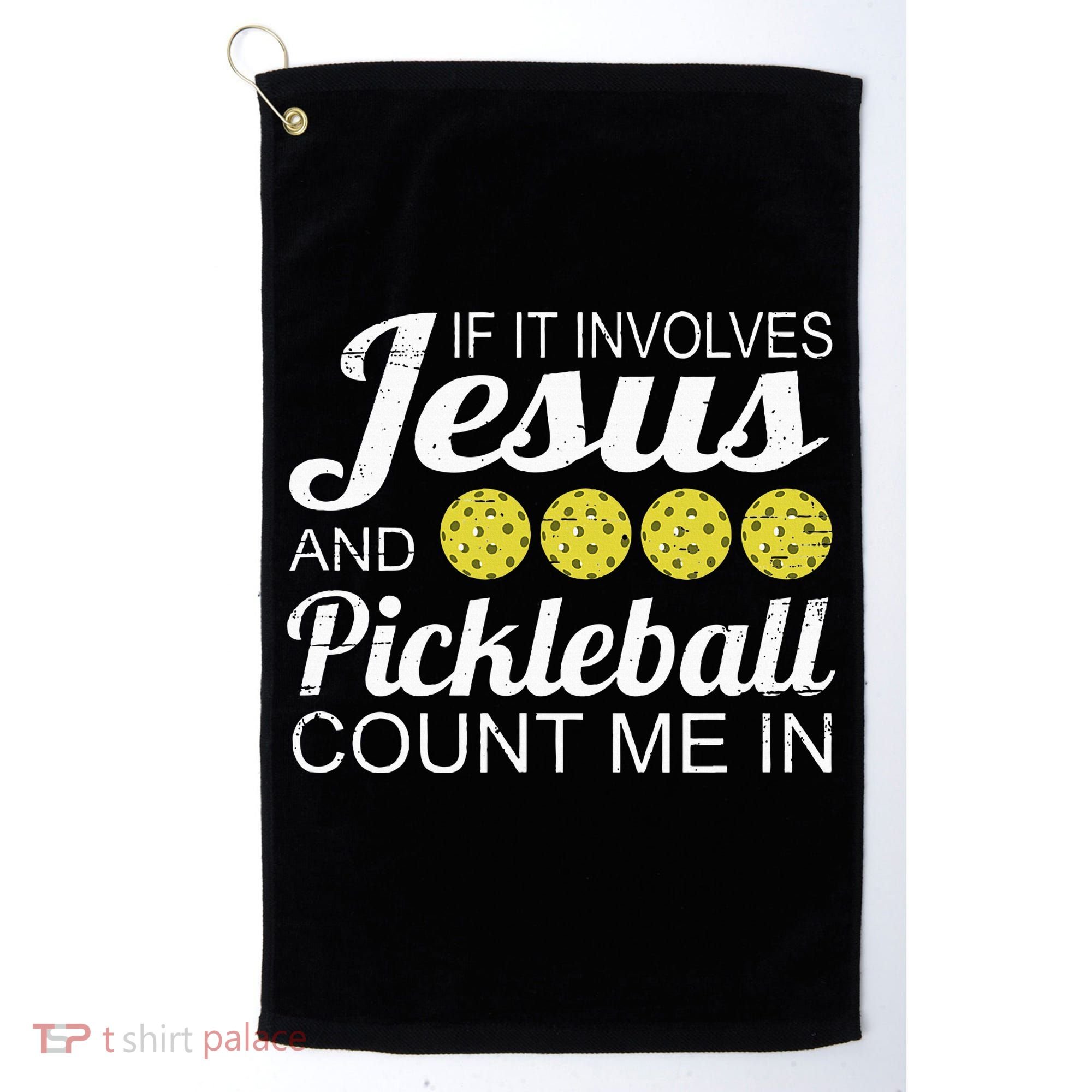 Distressed Jesus Pickleball Player Worship Church Graphic Golf Towel