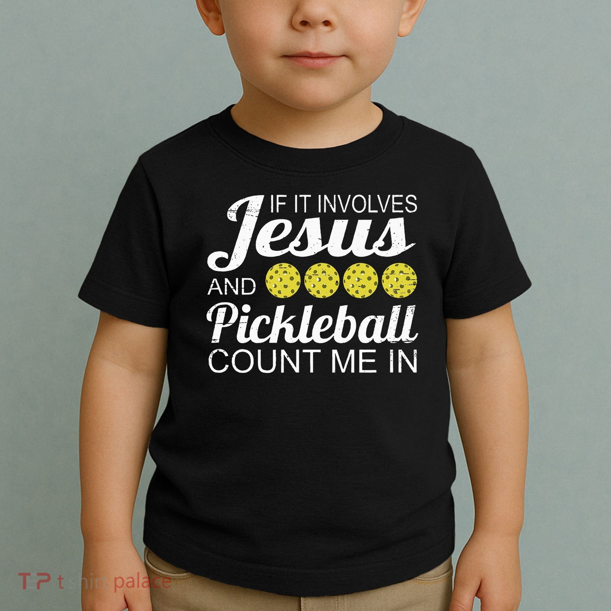 Distressed Jesus Pickleball Player Worship Church Graphic Toddler T-Shirt