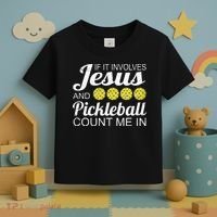 Distressed Jesus Pickleball Player Worship Church Graphic Toddler T-Shirt thumb 3
