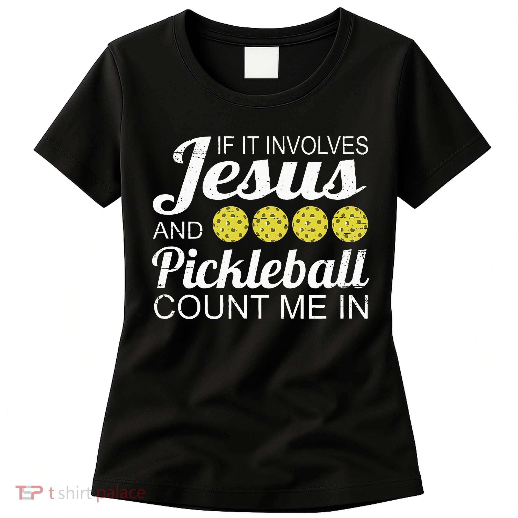 Distressed Jesus Pickleball Player Worship Church Graphic Women's T-Shirt