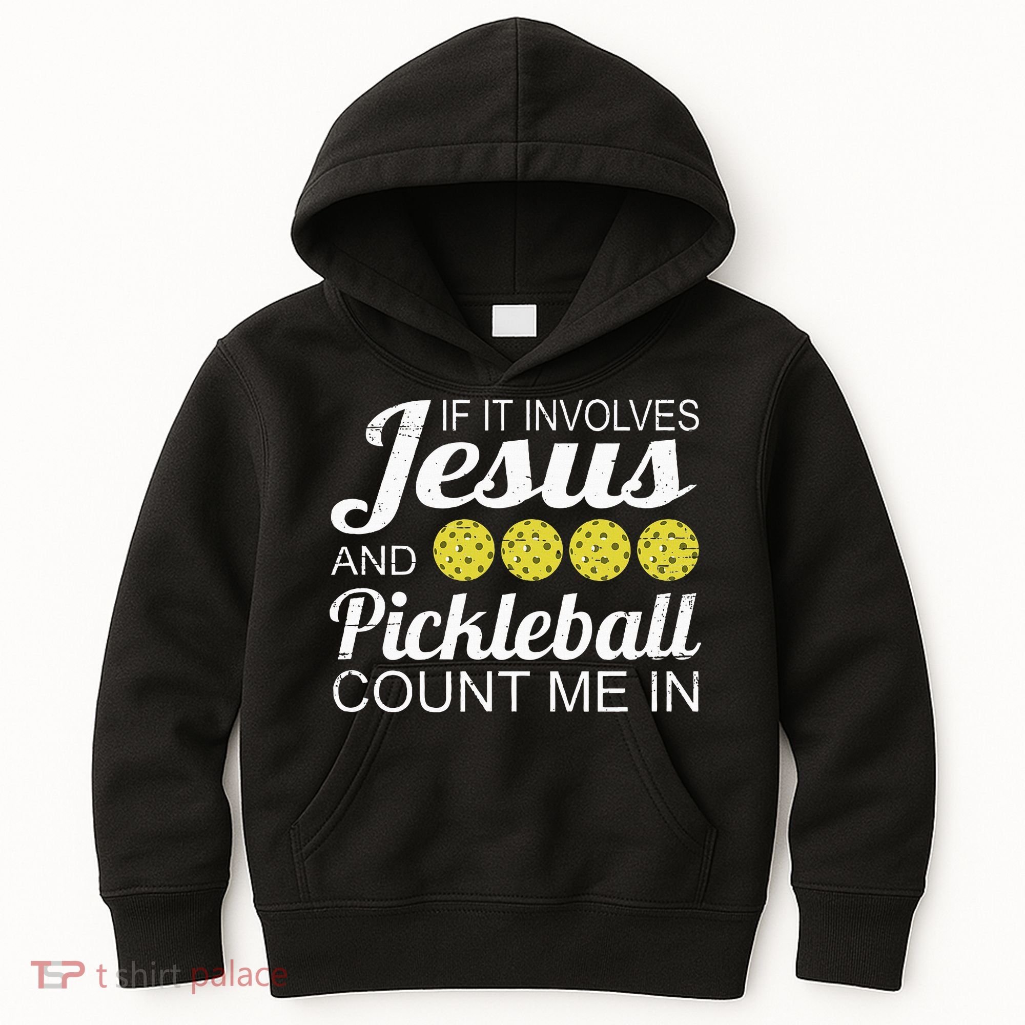 Distressed Jesus Pickleball Player Worship Church Graphic Kids Hoodie