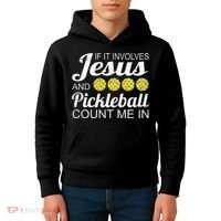 Distressed Jesus Pickleball Player Worship Church Graphic Kids Hoodie thumb 4