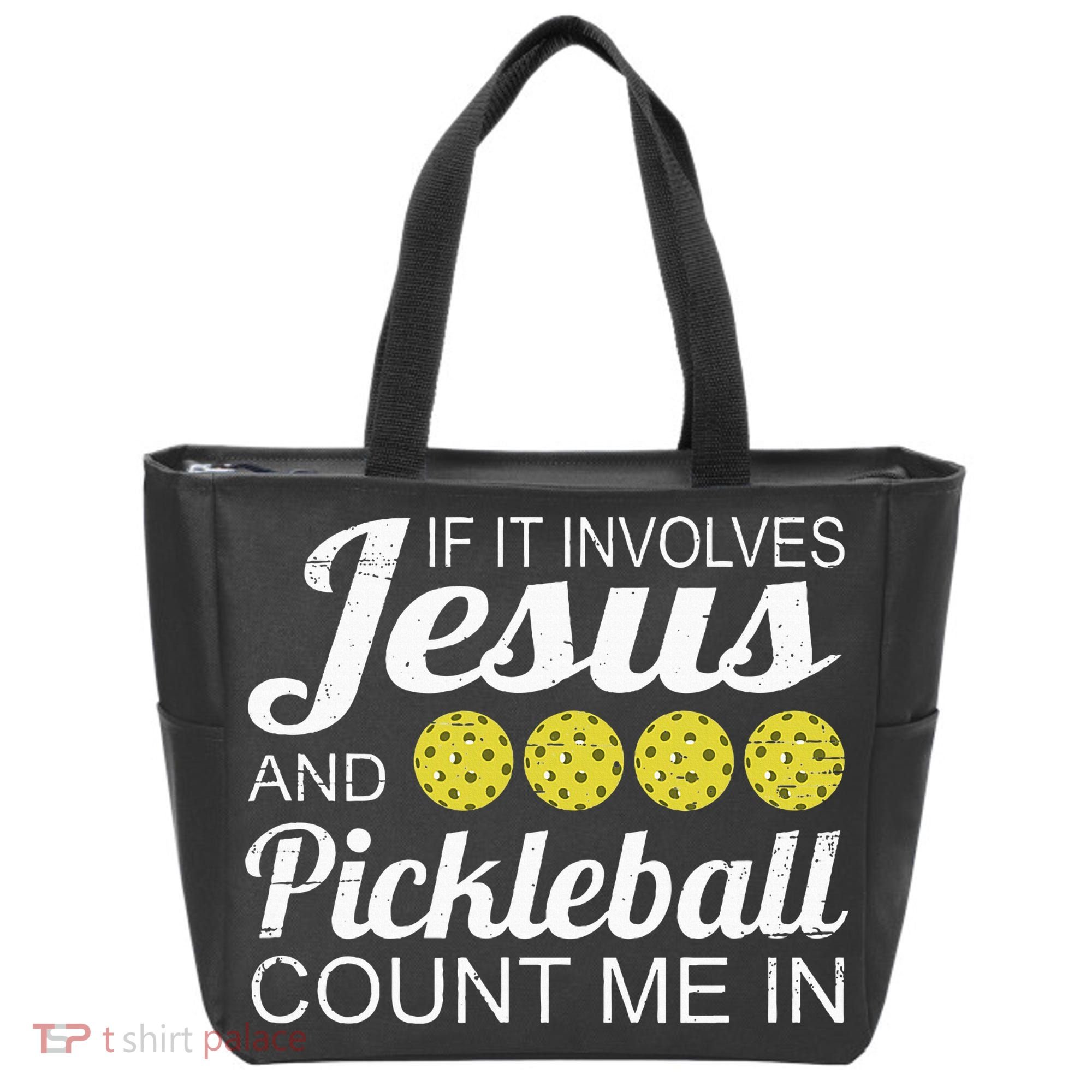 Distressed Jesus Pickleball Player Worship Church Graphic Tote Bag