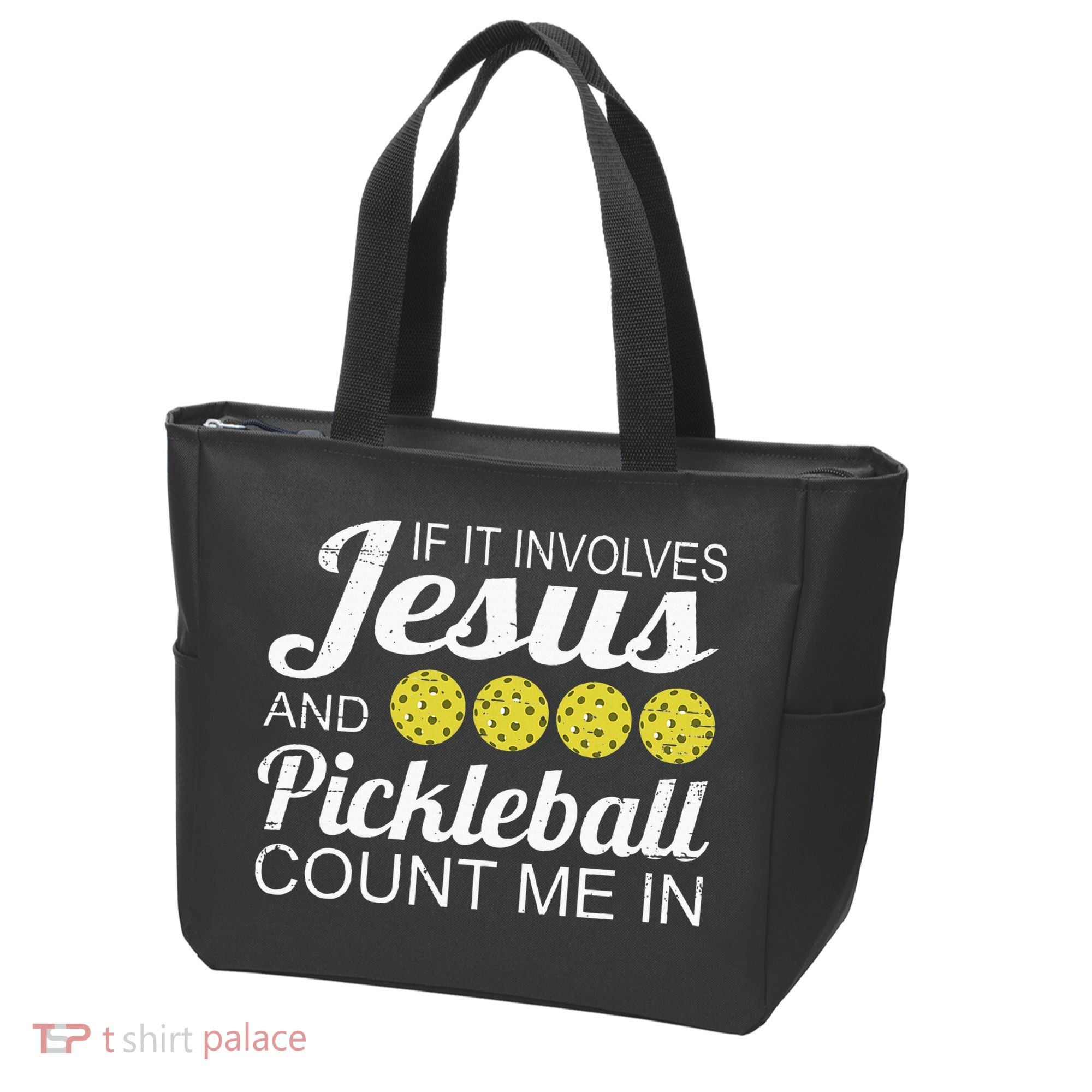 Distressed Jesus Pickleball Player Worship Church Graphic Tote Bag