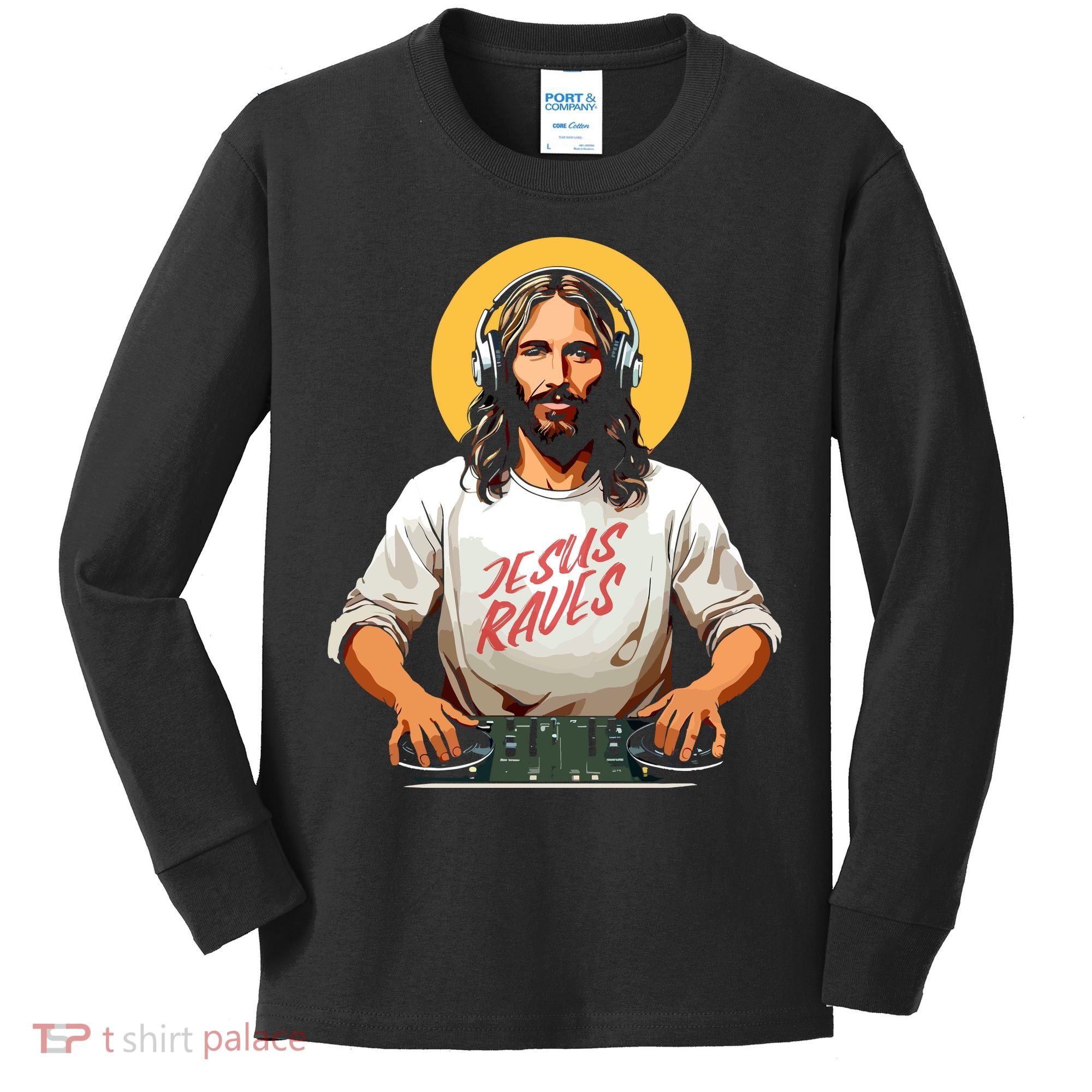 Dj Jesus Raves Kids Long Sleeve Shirt