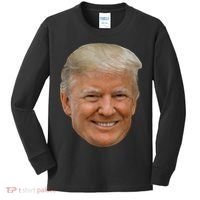 Donald J Trump The President's Face On A Meme Kids Long Sleeve Shirt thumb 0