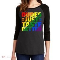 Dudes Just Taste Better Women's Tri-Blend 3/4-Sleeve Raglan Shirt thumb 2