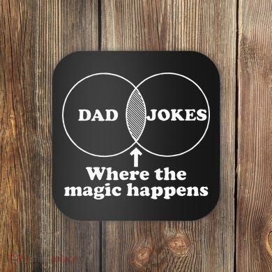 Dad Jokes Venn Diagram Coaster