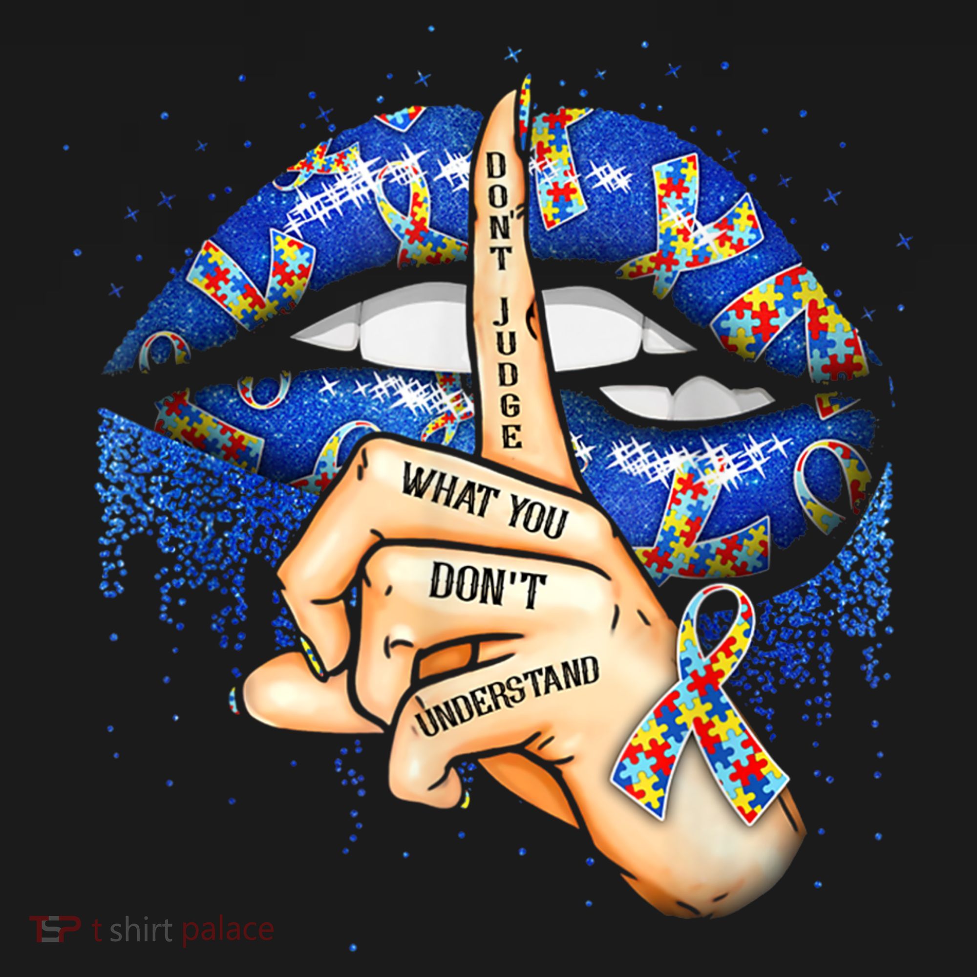 Don't Judge What You Don't Understand Autism Awareness Lips Women's Hoodie